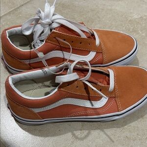 Vans Women's Orange and White Sneakers